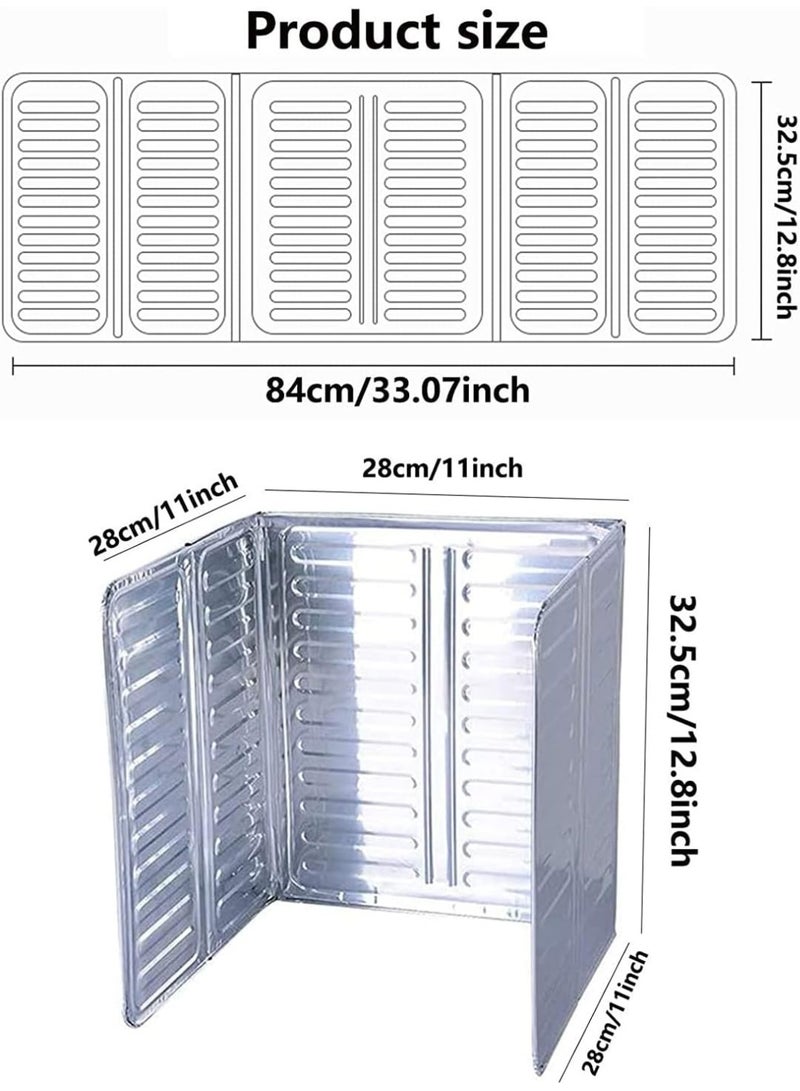 Foldable barrier to protect against air and oil splatters for cooking and frying on the stovetop and dishwasher. 3-pack, silver aluminum. - Image 3